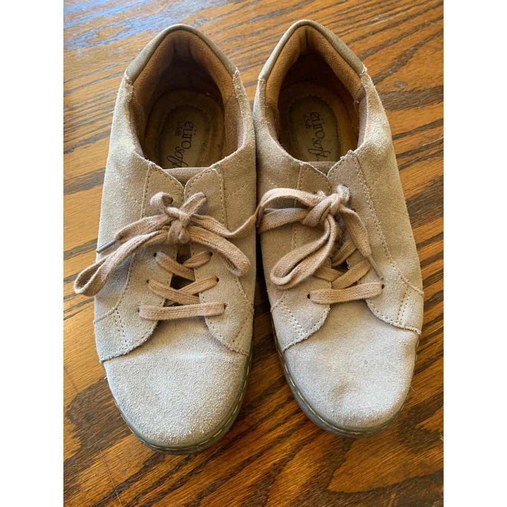 Eurosoft by Sofft Tan Suede Lace Up Sneakers Comfort Walking Shoes